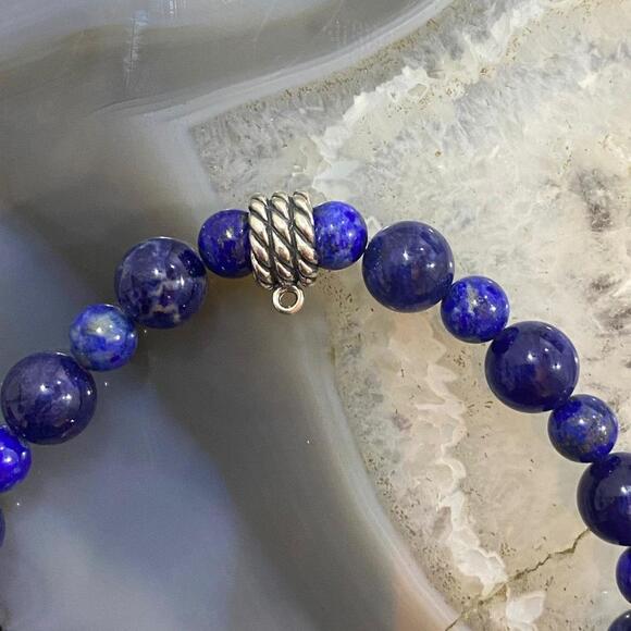 Carolyn Pollack Sterling 1 Strand Sodalite Bead Stretch Bracelet For Women - Picture 4 of 10
